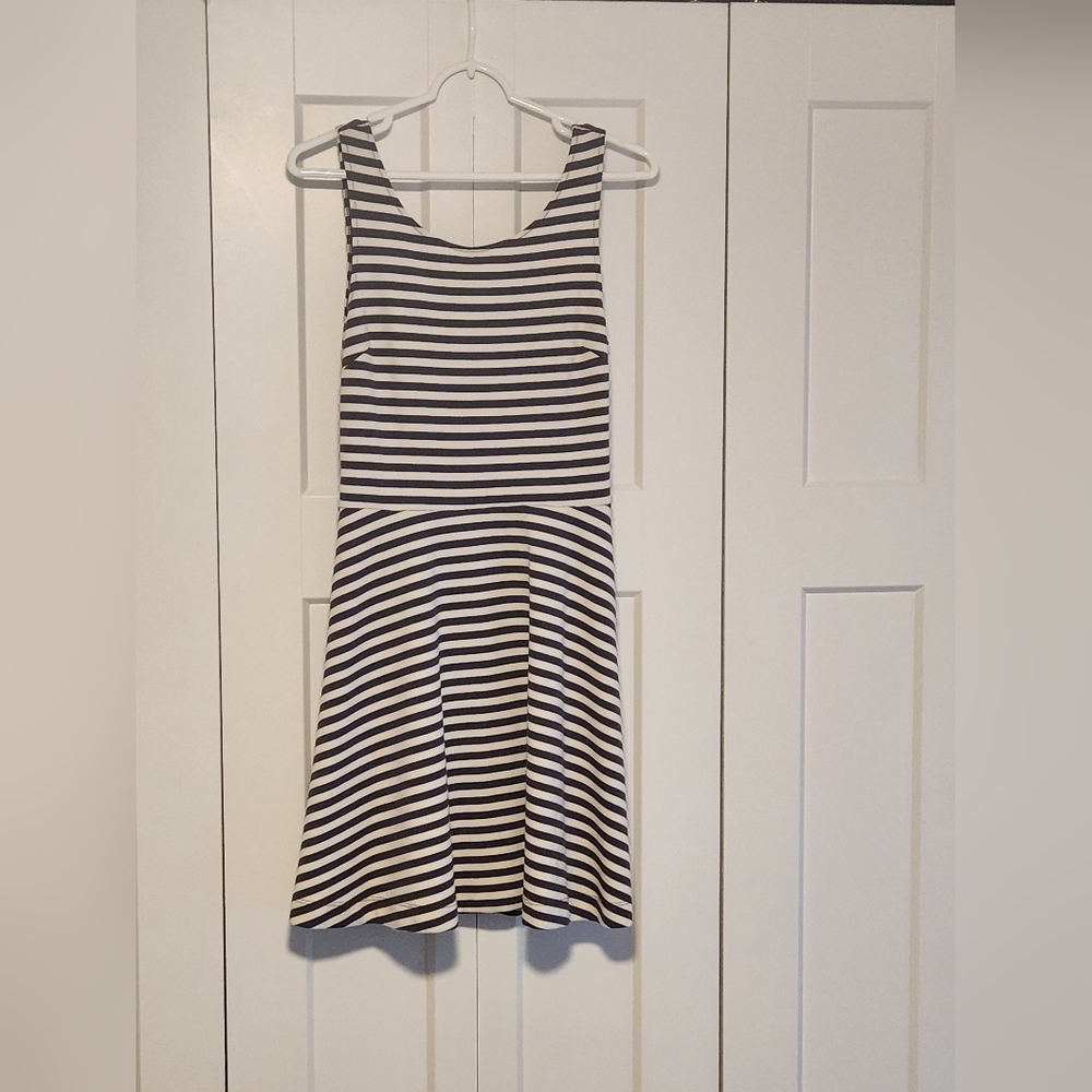 American Eagle Outfitters Gray and Ivory Striped Dress
